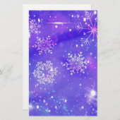 フェスティバルパープルスノーフレークスターズクリスマスパーティー 便箋 (正面/裏面)
