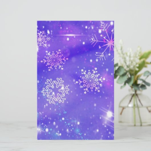 フェスティバルパープルスノーフレークスターズクリスマスパーティー 便箋 (スタンド正面)