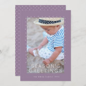 フェスティバルパープルタイディングクリスマスフォト シーズンカード (正面/裏面)