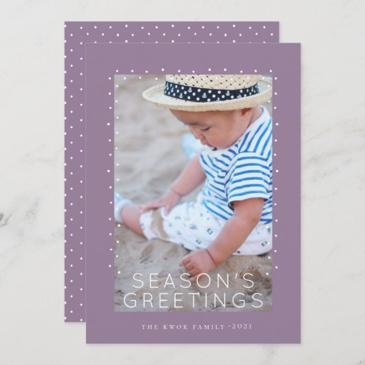 フェスティバルパープルタイディングクリスマスフォト シーズンカード (正面/裏面)