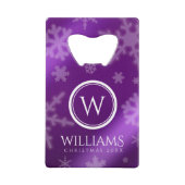 フェスティバルパープルフォイル雪片モノグラム名 クレジットカード栓抜き (正面)