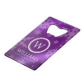 フェスティバルパープルフォイル雪片モノグラム名 クレジットカード栓抜き (正面アングル)