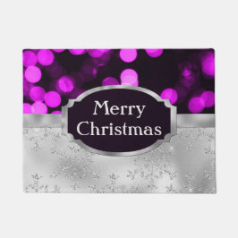 フェスティバルパープル《写真》ぼけ味&シルバーグリッタークリスマス ドアマット