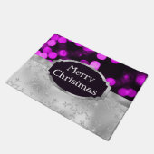 フェスティバルパープル《写真》ぼけ味&シルバーグリッタークリスマス ドアマット (アングル)