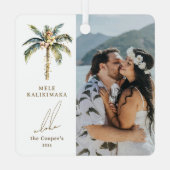 フェスティバルパームツリーメレカリキマカハワイアン写真 メタルオーナメント (裏面)