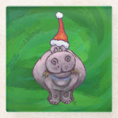 フェスティバルヒッポオングリーン ガラスコースター (正面)