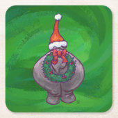 フェスティバルヒッポオングリーン スクエアペーパーコースター (正面)