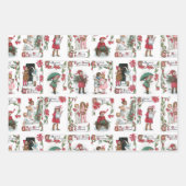 フェスティバルビクトリアンの子クリスマスカードコラージュ ラッピングペーパーシート (正面2)