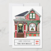 フェスティバルビクトリアンクリスマスホームレッドノンフォト シーズンカード (正面)