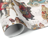 フェスティバルビクトリアンサンタスオンアンティーク音楽 ラッピングペーパー (ロールコーナー)