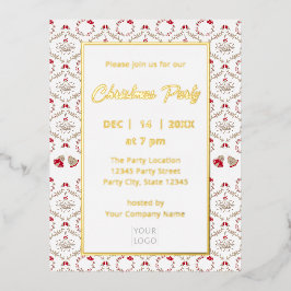 フェスティバルビジネスクリスマスパーティの招待状 |ホイル 箔招待状ポストカード