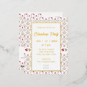 フェスティバルビジネスクリスマスパーティの招待状 |ホイル 箔招待状ポストカード (正面/裏面)