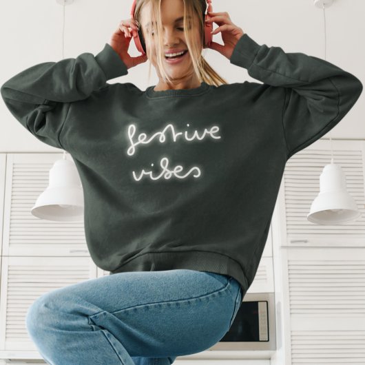 フェスティバルビベス |ネオンモダンライトトレンディー赤クリスマス スウェットシャツ