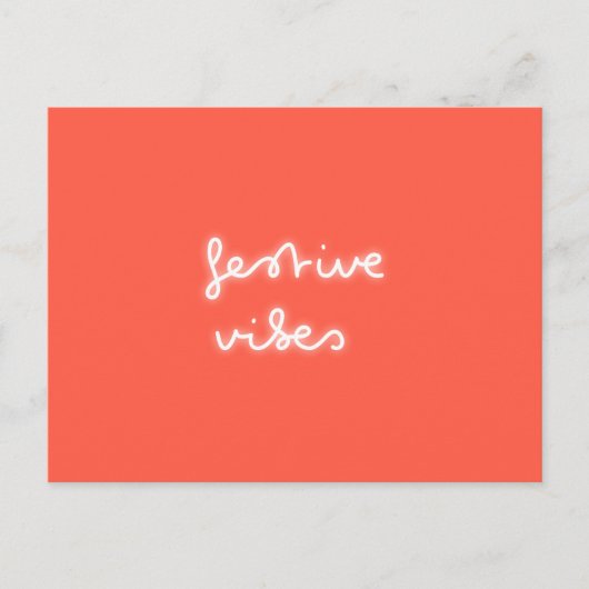 フェスティバルビベス |ネオンモダンライトトレンディー赤クリスマス ポストカード (正面)