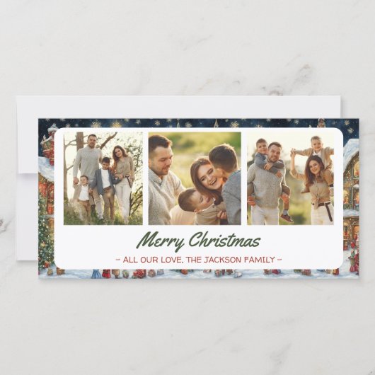 フェスティバルビレッジクリスマスグリーティングカード3枚 シーズンカード (正面)