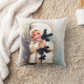 フェスティバルビンテージクリスマスウィンターチャイルドホリデー クッション (ブランケット)