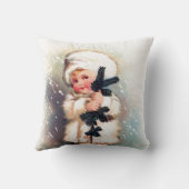 フェスティバルビンテージクリスマスウィンターチャイルドホリデー クッション (裏面)