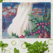 フェスティバルビンテージクリスマスエンジェルホリデイ キッチンタオル (折り畳み)