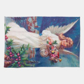 フェスティバルビンテージクリスマスエンジェルホリデイ キッチンタオル (横)