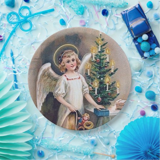 フェスティバルビンテージクリスマスエンジェルホリデイ ペーパープレート (パーティー)