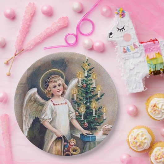 フェスティバルビンテージクリスマスエンジェルホリデイ ペーパープレート (パーティー)