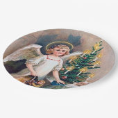 フェスティバルビンテージクリスマスエンジェルホリデイ ペーパープレート (アングル)