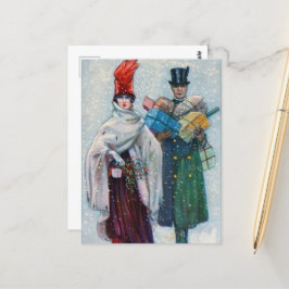 フェスティバルビンテージクリスマスカップル休日 ポストカード