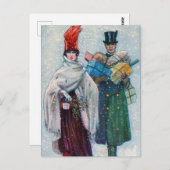 フェスティバルビンテージクリスマスカップル休日 ポストカード (正面/裏面)