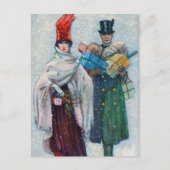フェスティバルビンテージクリスマスカップル休日 ポストカード (正面)