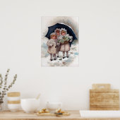 フェスティバルビンテージクリスマスキッズホリデイ ポスター (キッチン)