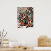 フェスティバルビンテージクリスマスキッズホリデイ ポスター (キッチン)