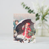 フェスティバルビンテージクリスマスキッズホリデイ ポストカード (スタンド正面)