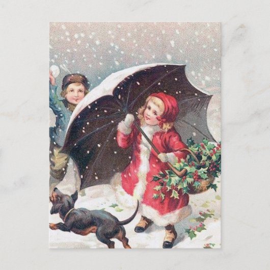 フェスティバルビンテージクリスマスキッズホリデイ ポストカード (正面)