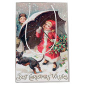 フェスティバルビンテージクリスマスキッズホリデイ ミディアムペーパーバッグ (正面)