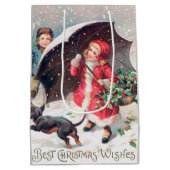 フェスティバルビンテージクリスマスキッズホリデイ ミディアムペーパーバッグ (裏面)