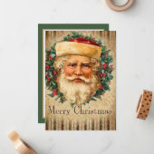 フェスティバルビンテージクリスマスサンタアド気持ち ノートカード (正面/裏面インサイチュ)