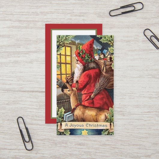 フェスティバルビンテージクリスマスサンタホリデー  名刺 (正面/裏面インサイチュ)