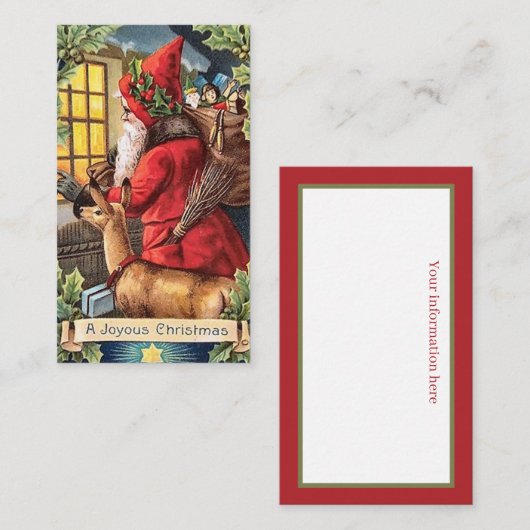 フェスティバルビンテージクリスマスサンタホリデー  名刺 (正面/裏面)