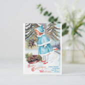 フェスティバルビンテージクリスマスチャイルドホリデーポストカー ポストカード (スタンド正面)