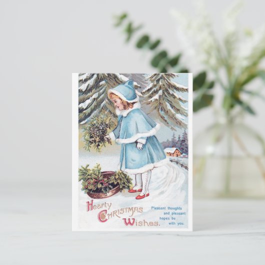 フェスティバルビンテージクリスマスチャイルドホリデーポストカー ポストカード (スタンド正面)