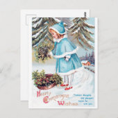 フェスティバルビンテージクリスマスチャイルドホリデーポストカー ポストカード (正面/裏面)