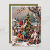 フェスティバルビンテージクリスマスツリーの子供を追加気持ち ノートカード (正面/裏面)