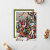 フェスティバルビンテージクリスマスツリーの子供を追加気持ち ノートカード (正面/裏面インサイチュ)