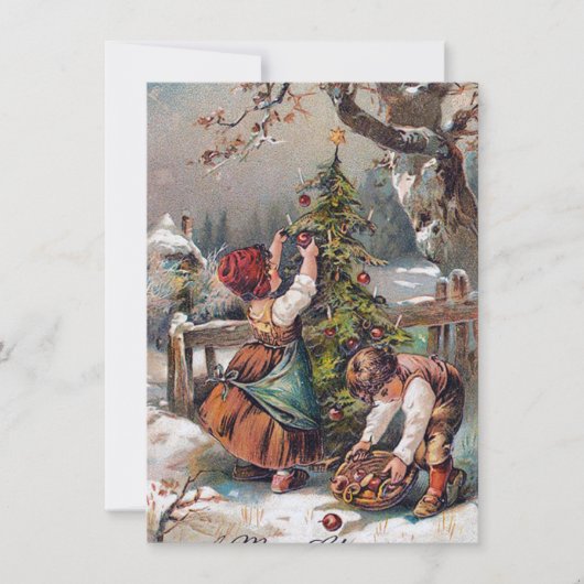 フェスティバルビンテージクリスマスツリーの子供を追加気持ち ノートカード (正面)