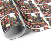 フェスティバルビンテージクリスマストレインタイルホリデー ラッピングペーパー (ロールコーナー)