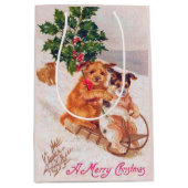 フェスティバルビンテージクリスマスドッグホリデー ミディアムペーパーバッグ (正面)