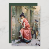 フェスティバルビンテージクリスマスホリデーレディーアンドボーイ ノートカード (正面/裏面)