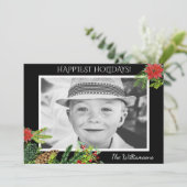 フェスティバルビンテージクリスマスボタニカルホリデーフォト シーズンカード (スタンド正面)