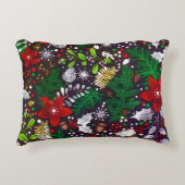 フェスティバルビンテージクリスマス植物林 アクセントクッション (正面)