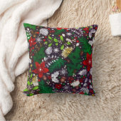 フェスティバルビンテージクリスマス植物林 クッション (ブランケット)